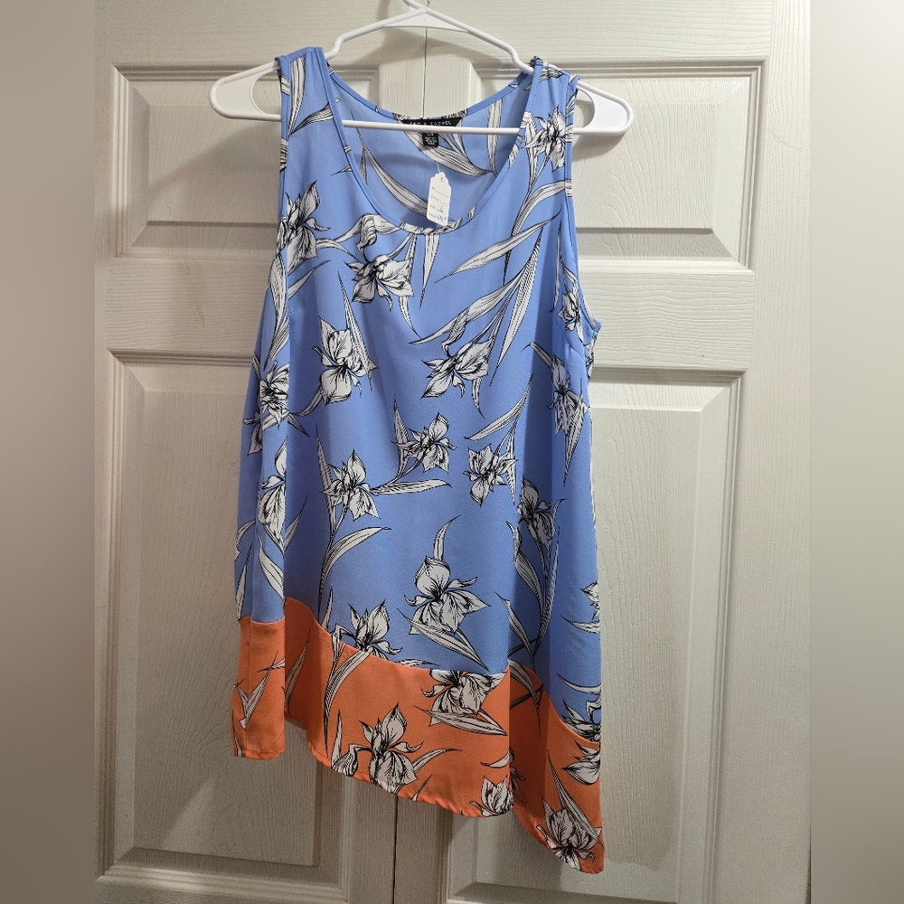 Zac & Rachel Blue and Orange Floral Tank Top